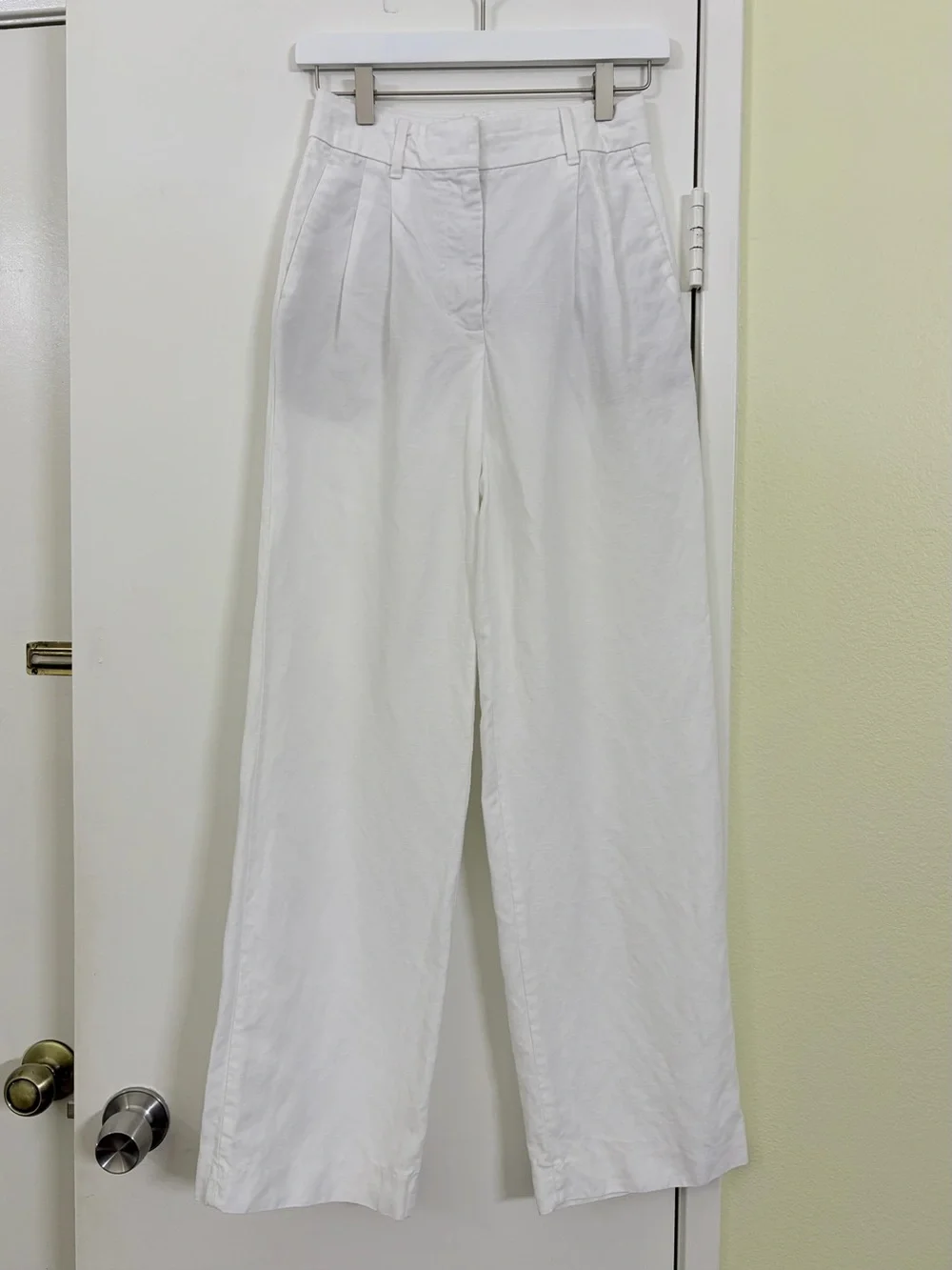 Aritzia The Effortless Pant White Linen Lyocell Pleated Wide Leg Pants Size 0